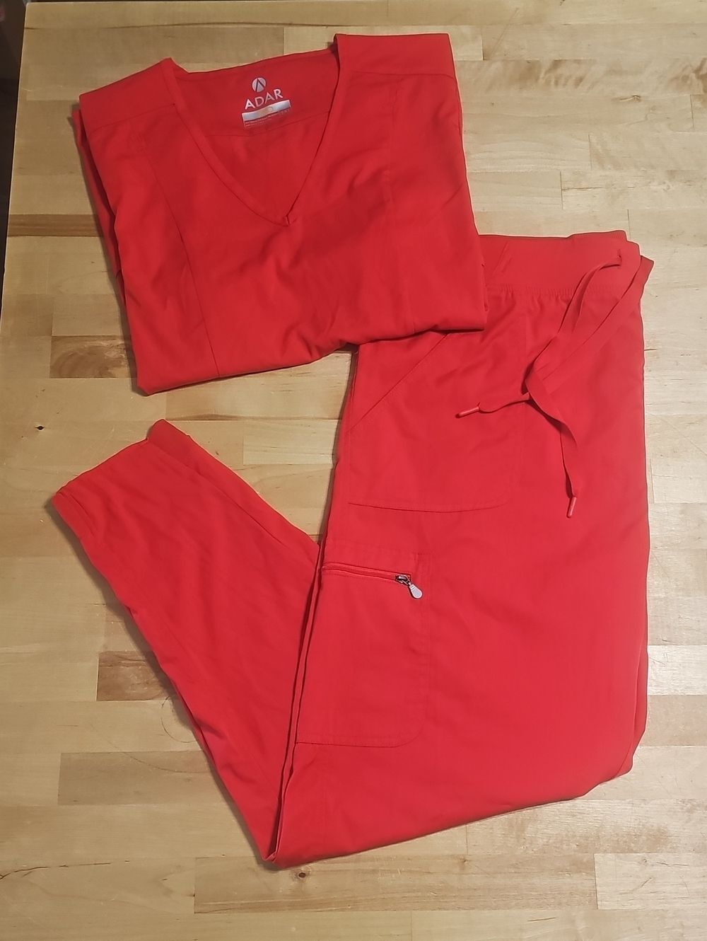 Adar Pro Modern Athletic Jogger Scrub Set Red 2XL